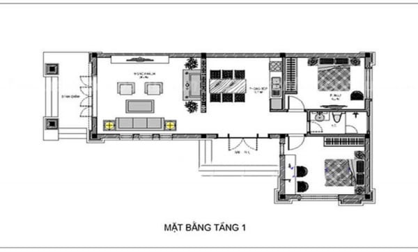 Top 10 Mẫu Nhà Cấp 4 Đẹp 5×20 6 Bản vẽ nhà cấp 4 5x20m chữ L