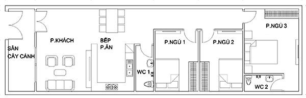 Top 10 Mẫu Nhà Cấp 4 Đẹp 5×20 2 Bản vẽ thiết kế nhà cấp 4 mái thái 5x20