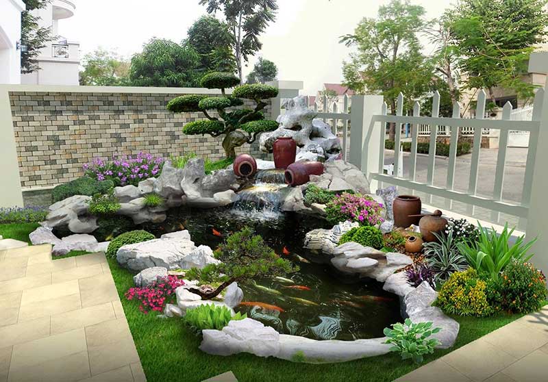 Mẫu thiết kế bồn hoa kết hợp tiểu cảnh trước nhà đẹp - ảnh 3 mau-bon-hoa-tieu-canh-truoc-nha-dep-3