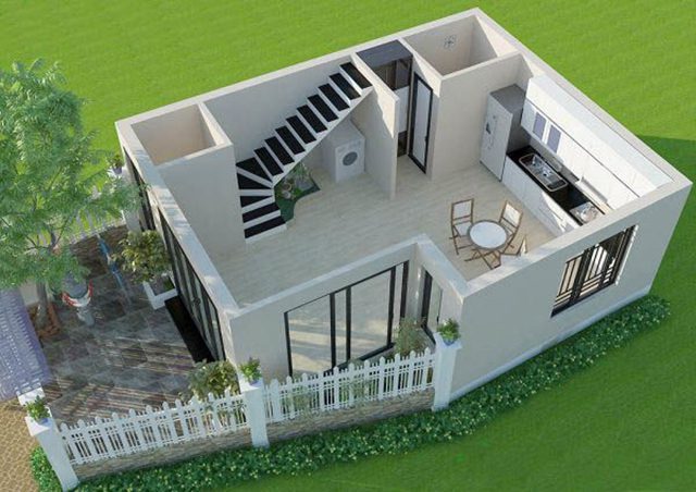 Top 10 Mẫu Nhà Cấp 4 Gác Lửng 200 Triệu Đẹp Miễn Chê 11 Nhà cấp 4 gác lửng mái bằng 1 phòng ngủ 2