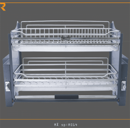 Giá di động nâng hạ 2 tầng 2 khay hứng nước inox phủ crom 900 - Cái