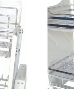 Giá di động nâng hạ 2 tầng 2 khay hứng nước, nan dẹt nan mờ 800 - Cái