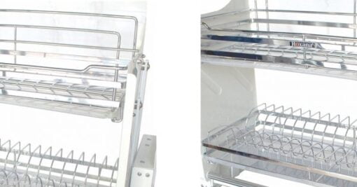 Giá di động nâng hạ 2 tầng 2 khay hứng nước, nan dẹt nan mờ 900 - Cái