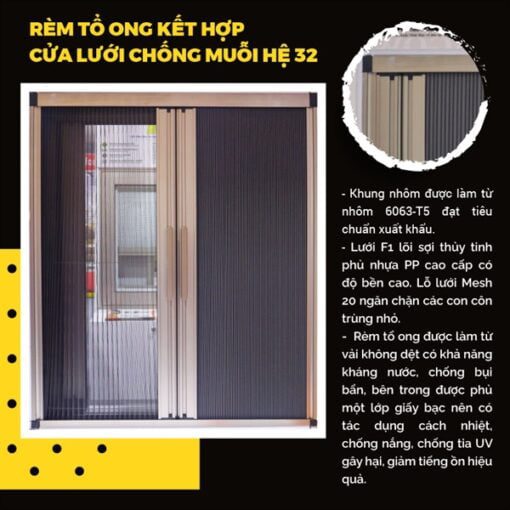 Cửa sổ Rèm kết hợp cửa lưới hệ 32 - m2 1 Cửa sổ Rèm kết hợp cửa lưới hệ 32 - m2