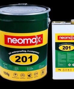 NEOMAX 201 - Chống thấm gốc polyurethane, 2 thành phần (Sau khi thi công sẽ hình thành lớp phủ đàn hồi có độ bền kéo đứt tốt, độ giãn dài cao. Sản phẩm có khả năng che phủ các vết nứt tuyệt vời ) - 20kg /bộ