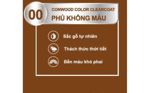 CONWOOD COLOR CLEARCOAT 00 PHỦ KHÔNG MÀU 5KG - Thùng