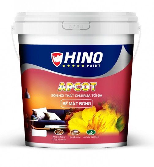 APCOT Sơn nội thất chùi rửa tối đa Bề mặt bóng - 5L 1 APCOT Sơn nội thất chùi rửa tối đa Bề mặt bóng - 5L
