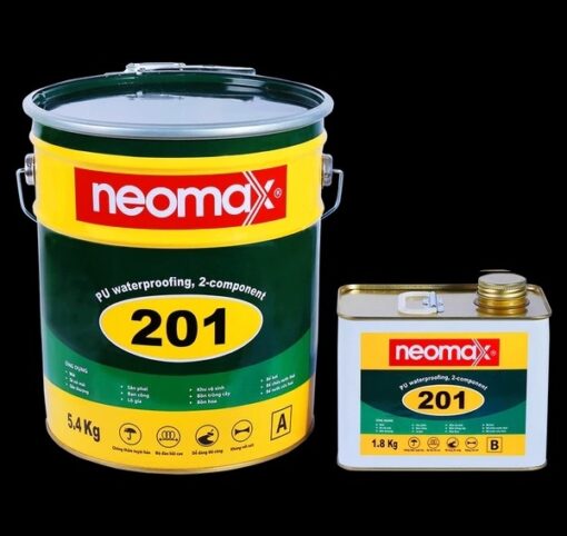 NEOMAX 201 - Chống thấm gốc polyurethane, 2 thành phần (Sau khi thi công sẽ hình thành lớp phủ đàn hồi có độ bền kéo đứt tốt, độ giãn dài cao. Sản phẩm có khả năng che phủ các vết nứt tuyệt vời ) - 7.2kg/bộ 1 NEOMAX 201 - Chống thấm gốc polyurethane, 2 thành phần (Sau khi thi công sẽ hình thành lớp phủ đàn hồi có độ bền kéo đứt tốt, độ giãn dài cao. Sản phẩm có khả năng che phủ các vết nứt tuyệt vời ) - 7.2kg/bộ