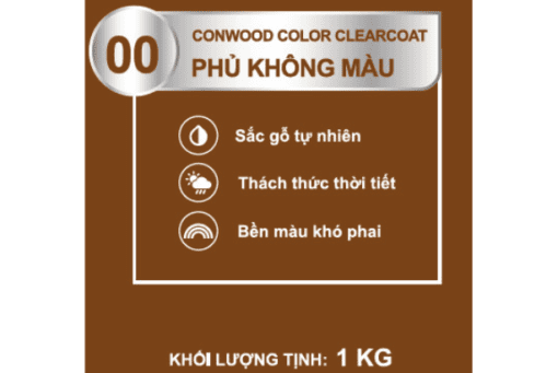CONWOOD COLOR CLEARCOAT 00 PHỦ KHÔNG MÀU 1KG - Lon