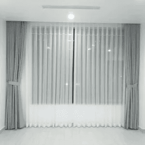 Màn rèm vải roan trắng không họa tiết