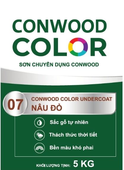 CONWOOD COLOR UNDERCOAT 07 NÂU ĐỎ 5KG - Thùng